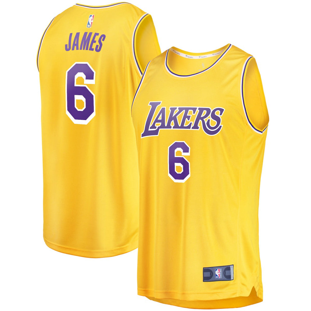 NBA LeBron James Los Angeles Lakers #6 Fast Break Replica Player Jersey Gold - Icon Edition
