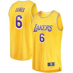 NBA LeBron James Los Angeles Lakers #6 Fast Break Replica Player Jersey Gold - Icon Edition