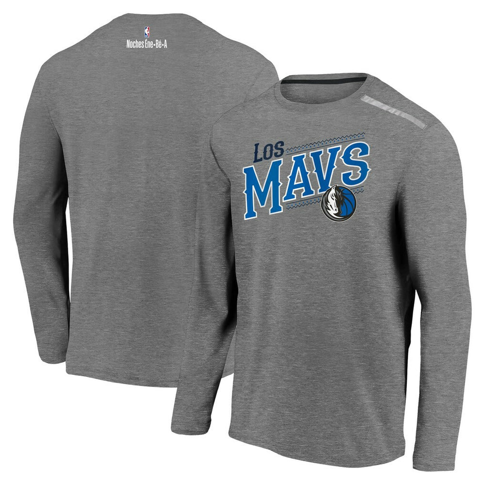 Dallas Mavericks 2021 Noches Éne-Bé-A Authentic Shooting Long Sleeve T-Shirt Heather Charcoal