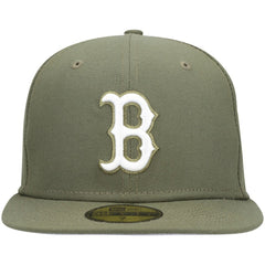 Boston Red Sox New Era White Logo 59FIFTY Fitted Hat - Olive Hats