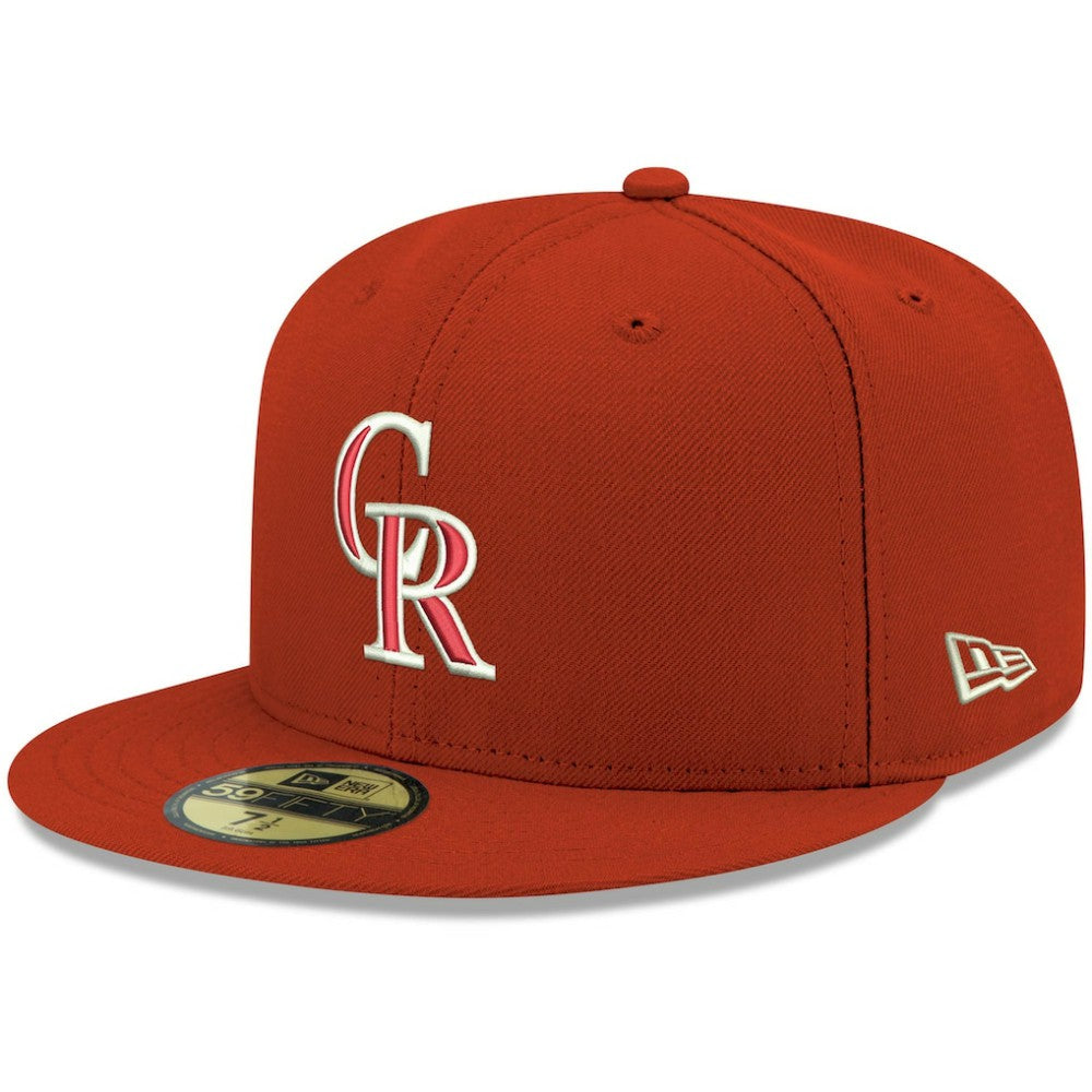 Colorado Rockies New Era White Logo 59FIFTY Fitted Hat - Red Hats