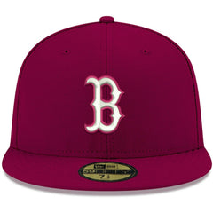 Boston Red Sox New Era White Logo 59FIFTY Fitted Hat - Cardinal Hats
