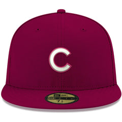 Chicago Cubs New Era White Logo 59FIFTY Fitted Hat - Cardinal Hats