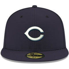 Cincinnati Reds New Era White Logo 59FIFTY Fitted Hat - Navy Hats