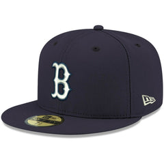 Boston Red Sox New Era White Logo 59FIFTY Fitted Hat - Navy Hats