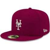 New York Mets New Era White Logo 59FIFTY Fitted Hat - Cardinal Hats
