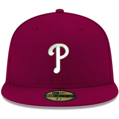 Philadelphia Phillies New Era White Logo 59FIFTY Fitted Hat - Cardinal Hats