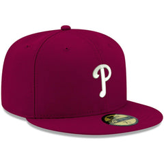 Philadelphia Phillies New Era White Logo 59FIFTY Fitted Hat - Cardinal Hats