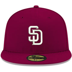 San Diego Padres New Era White Logo 59FIFTY Fitted Hat - Cardinal Hats