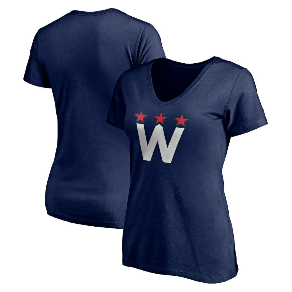 NHL Washington Capitals Women's Alternate Logo V-Neck T-Shirt - Navy