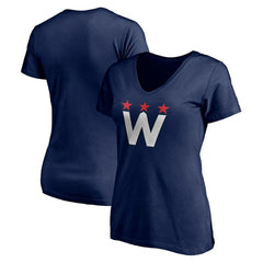 NHL Washington Capitals Women's Alternate Logo V-Neck T-Shirt - Navy