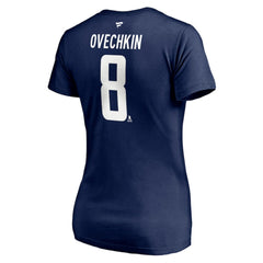 NHL Alexander Ovechkin Washington Capitals Fanatics Women's Authentic Stack Name & Number V-Neck T-Shirt - Navy