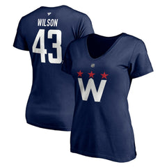 NHL Tom Wilson Washington Capitals Fanatics Women's Authentic Stack Name & Number V-Neck T-Shirt - Navy
