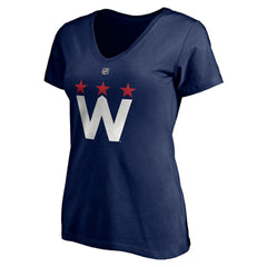 NHL Tom Wilson Washington Capitals Fanatics Women's Authentic Stack Name & Number V-Neck T-Shirt - Navy