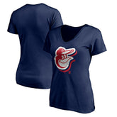 Baltimore Orioles Women's Red White and Team V-Neck T-Shirt - Navy T-shirts