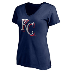 Kansas City Royals Women's Red White and Team V-Neck T-Shirt - Navy T-shirts