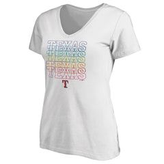 Texas Rangers Women's City Pride V-Neck T-Shirt - White T-shirts