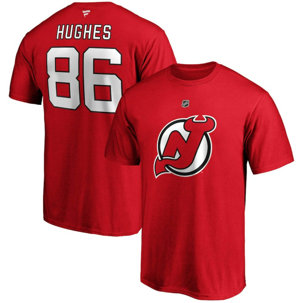 NHL Jack Hughes New Jersey Devils Fanatics Big & Tall Name & Number T-Shirt - Red