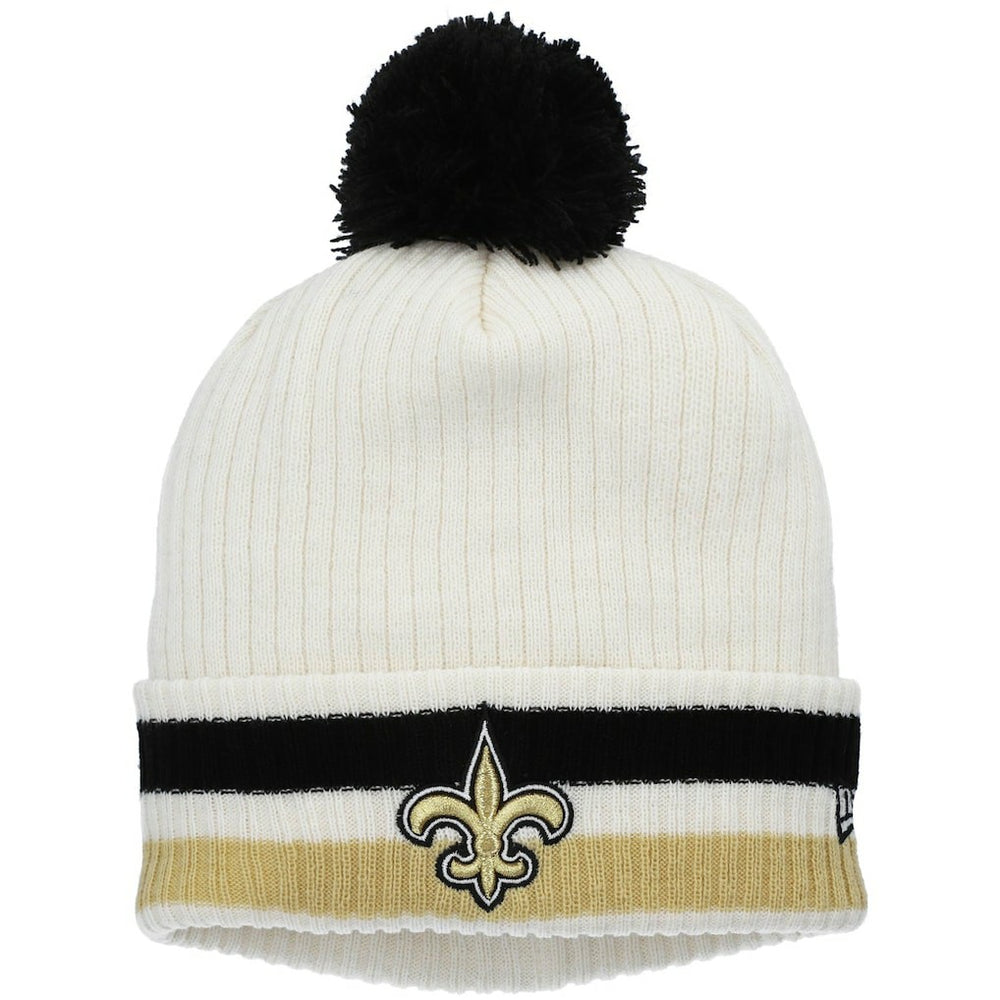 New Orleans Saints New Era Youth Retro Cuffed Knit Hat with Pom White