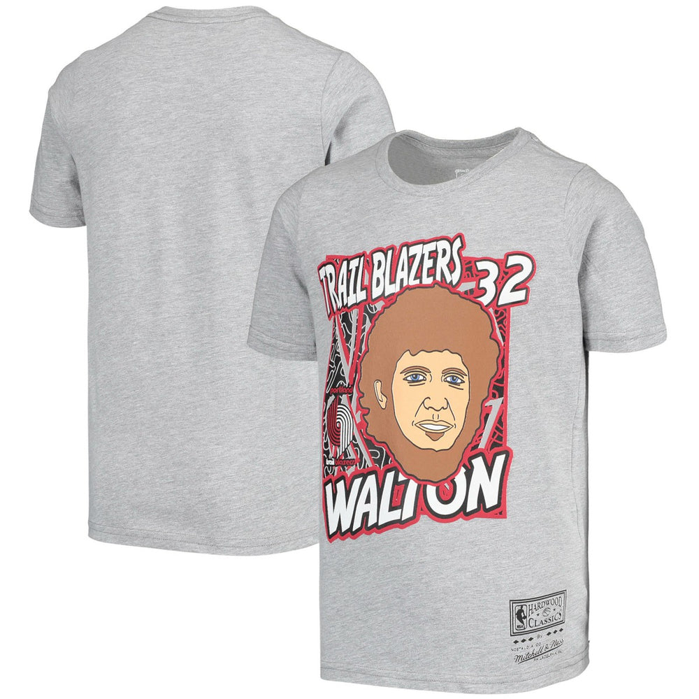 Bill Walton Portland Trail Blazers Youth Hardwood Classics King of the Court Player T-Shirt Gray