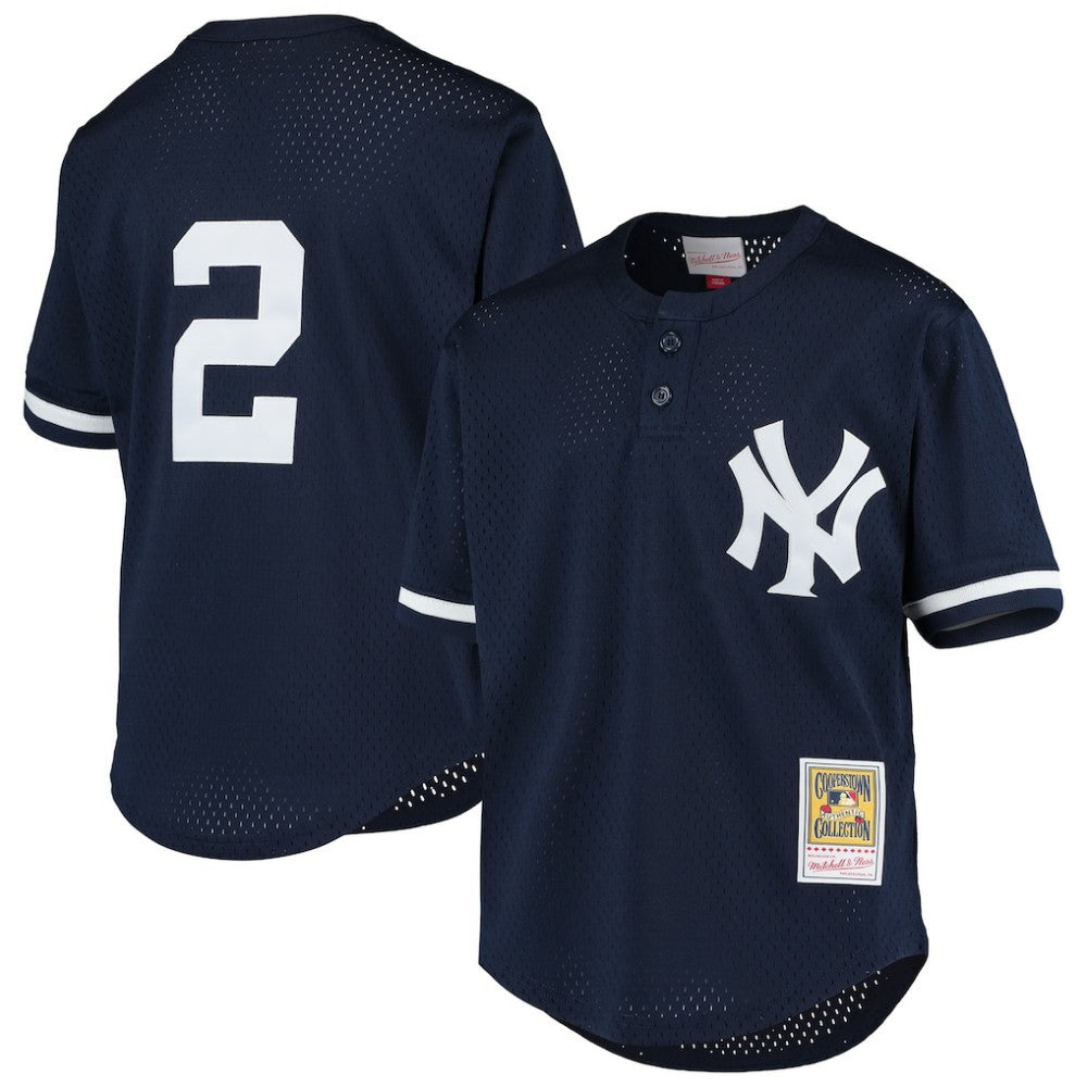 MLB Derek Jeter New York Yankees Mitchell & Ness Youth Cooperstown Collection Mesh Batting Practice Jersey - Navy
