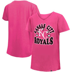 Kansas City Royals New Era Girls Youth Jersey Stars V-Neck T-Shirt - Pink Jerseys