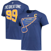 NHL Wayne Gretzky St. Louis Blues Fanatics Authentic Stack Retired Player Nickname & Number T-Shirt - Blue
