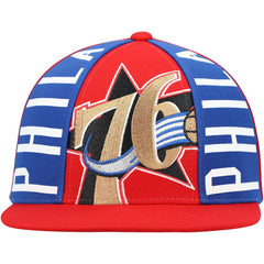 Philadelphia 76ers Hardwood Classics Big Face Callout Snapback Hat Red