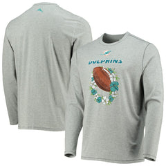 Miami Dolphins Sport Lei Pass Long Sleeve T-Shirt Heathered Gray