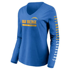 Los Angeles Chargers Women's Slogan V-Neck Long Sleeve T-Shirt Powder Blue