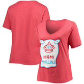 Miami Marlins New Era Women's City Connect Plus Size V-Neck T-Shirt - Heather Red T-shirts