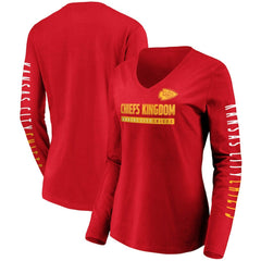 Kansas City Chiefs Women's Slogan V-Neck Long Sleeve T-Shirt Red
