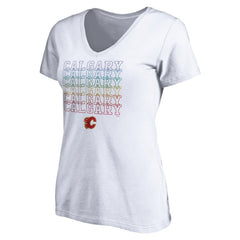 NHL Calgary Flames Women's City Pride V-Neck T-Shirt - White