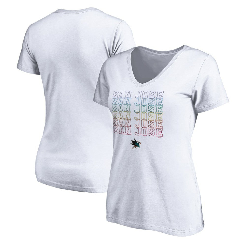 NHL San Jose Sharks Women's City Pride V-Neck T-Shirt - White