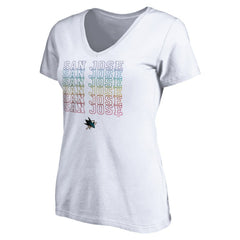 NHL San Jose Sharks Women's City Pride V-Neck T-Shirt - White
