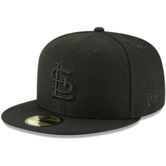 St. Louis Cardinals New Era Black on Black 59FIFTY Fitted Hat - Black Hats