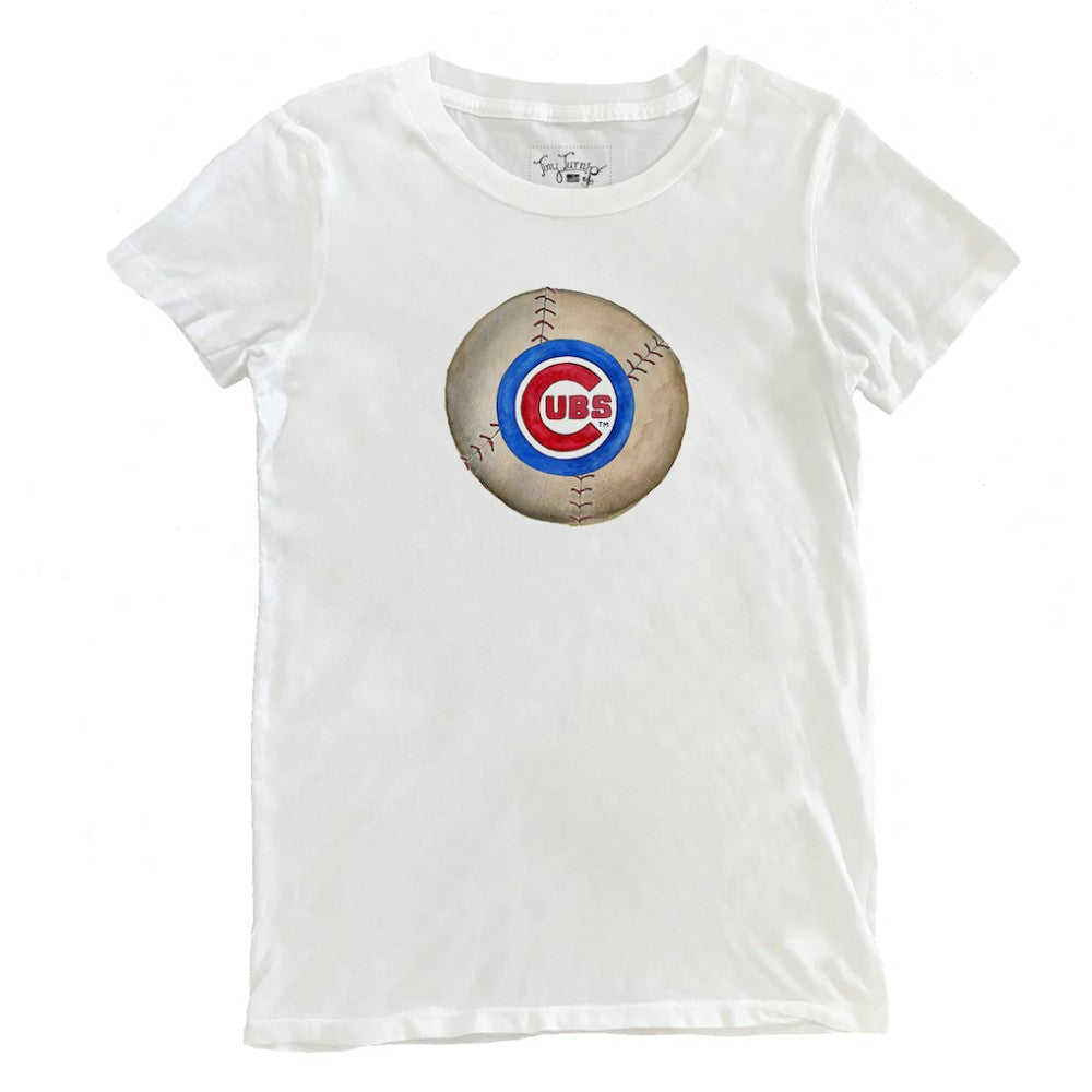 Chicago Cubs Tiny Turnip Women's Stitched Baseball T-Shirt - White T-shirts