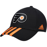 NHL Philadelphia Flyers adidas Locker Room Three Stripe Adjustable Hat - Black