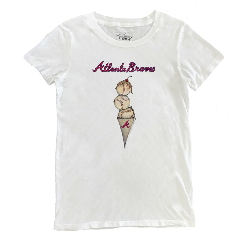 Atlanta Braves Tiny Turnip Women's Triple Scoop T-Shirt - White T-shirts