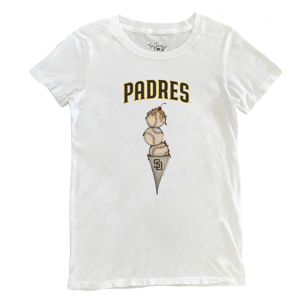 San Diego Padres Tiny Turnip Women's Triple Scoop T-Shirt - White T-shirts