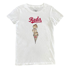 Cincinnati Reds Tiny Turnip Women's Triple Scoop T-Shirt - White T-shirts