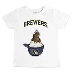 Milwaukee Brewers Tiny Turnip Youth Sundae Helmet T-Shirt - White T-shirts