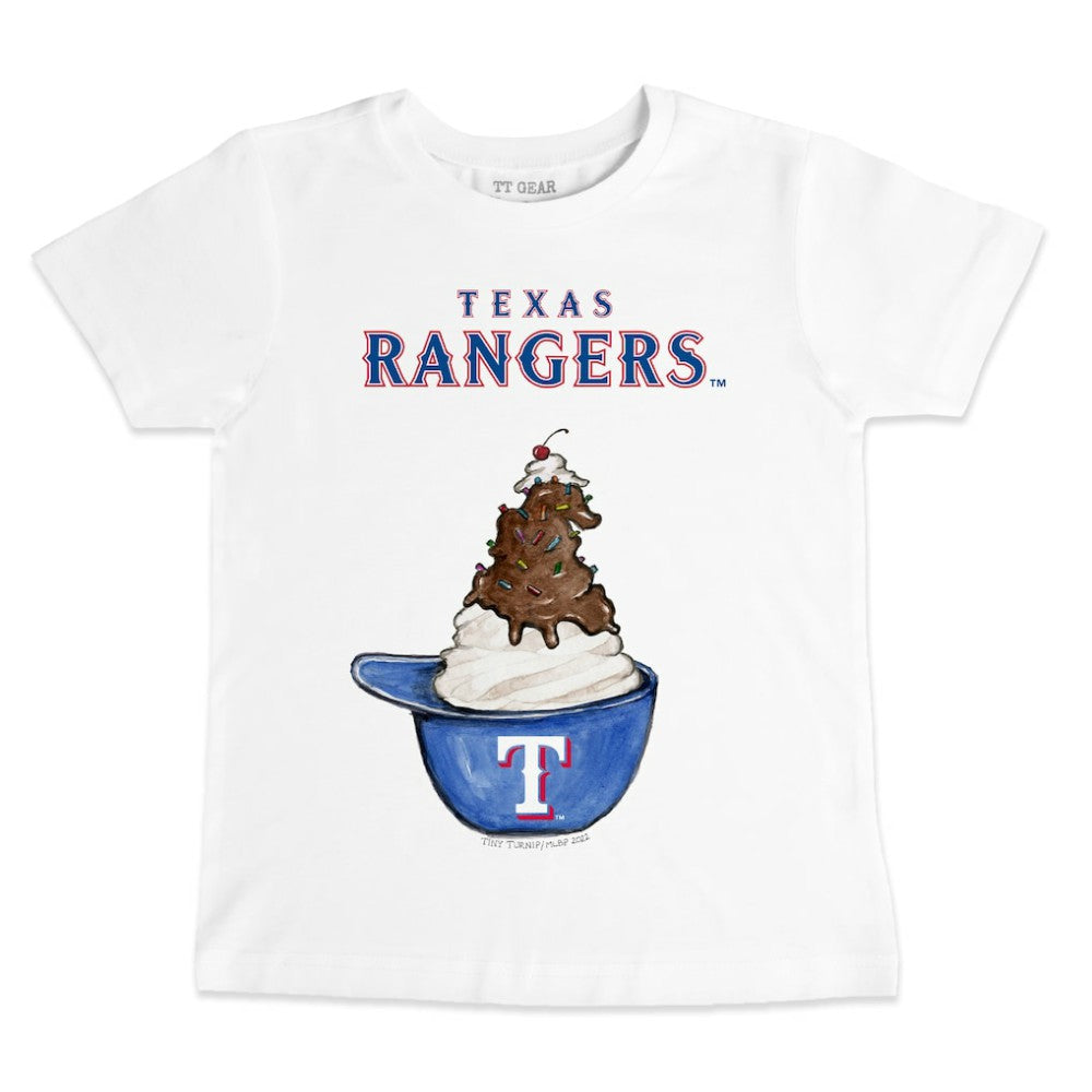 Texas Rangers Tiny Turnip Youth Sundae Helmet T-Shirt - White T-shirts