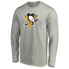 NHL Pittsburgh Penguins Primary Logo Long Sleeve T-Shirt - Heather Gray