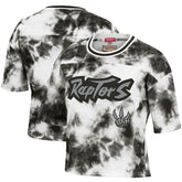 Toronto Raptors Women's Hardwood Classics Tie-Dye Cropped T-Shirt Black/White