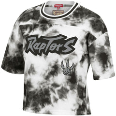 Toronto Raptors Women's Hardwood Classics Tie-Dye Cropped T-Shirt Black/White