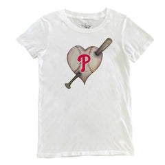 Philadelphia Phillies Tiny Turnip Women's Heart Bat T-Shirt - White T-shirts