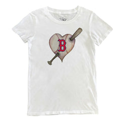 Boston Red Sox Tiny Turnip Women's Heart Bat T-Shirt - White T-shirts
