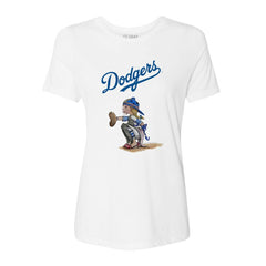 Los Angeles Dodgers Tiny Turnip Women's Kate the Catcher T-Shirt - White T-shirts