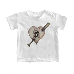 San Diego Padres Tiny Turnip Youth Heart Bat T-Shirt - White T-shirts